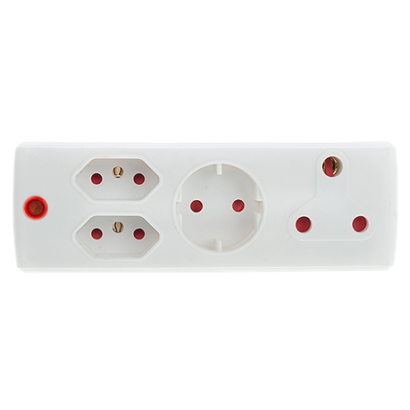 Electricmate 1X16+1X schko+2x5 3 Pin Adaptor - White
