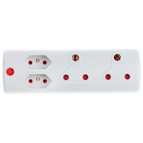 Electricmate 2X16AMP+2x5 3Pin Adaptor - White