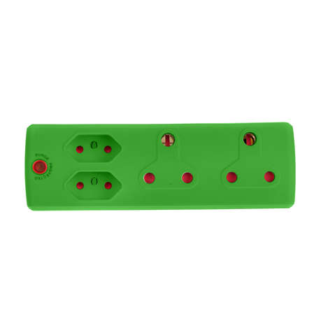 Electricmate 2X16AMP+2x5 3 Pin Adaptor - Green