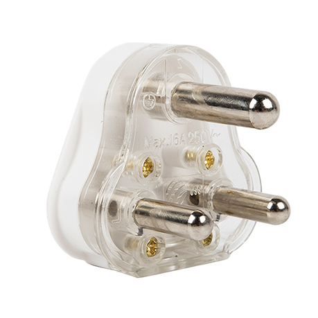 Electricmate 16Amp Hollow Pin Plug Top - White