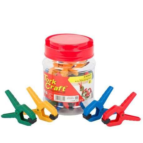 Clamp Spring Nylon 25mm 15 Piece Plastic Jar Various Colours