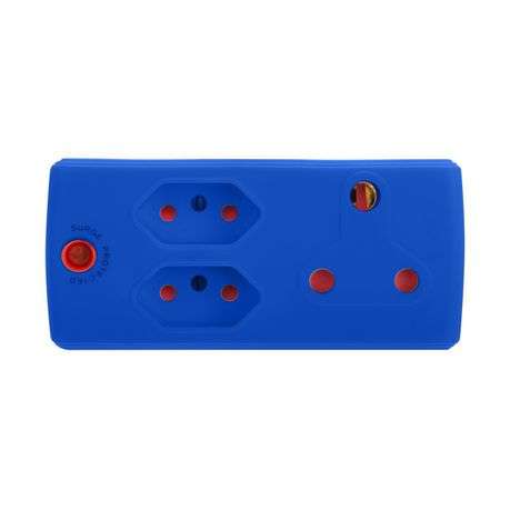 Electricmate 1 x 16amp + 2 x 3 Pin Euro Adaptor Loose Blue