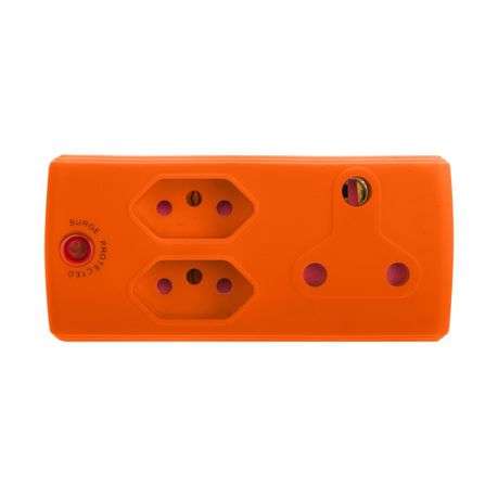 Electricmate 1 x 16amp + 2 x 3 Pin Euro Adaptor Loose Orange