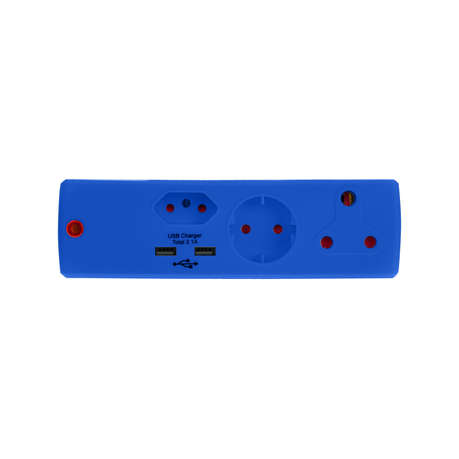 Electricmate 1 x 16 + 1 x 5 Amp + 1 x Shucko + 2.1 Amp USB Adaptor Loose Blue