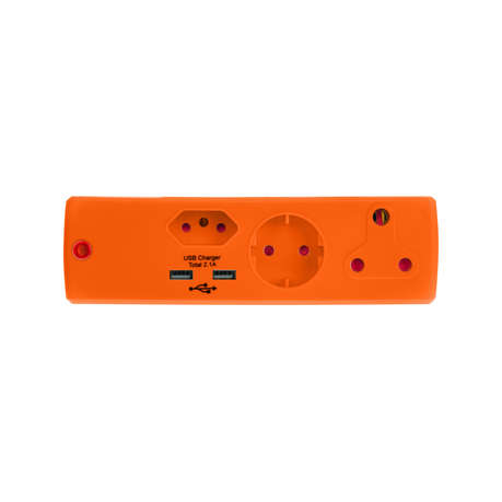 Electricmate 1 x 16 + 1 x 5 Amp + 1 x Shucko + 2.1 Amp USB Adaptor Loose Orange