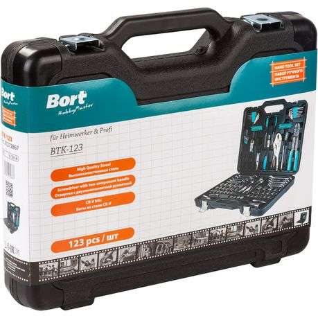 Bort - DIY Hand Tool Set / Tool Kit with Spanners and Sockets - 123 Piece
