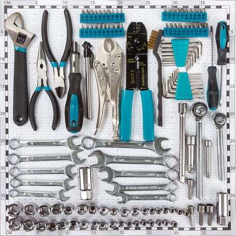 Bort - DIY Hand Tool Set / Tool Kit with Spanners and Sockets - 123 Piece