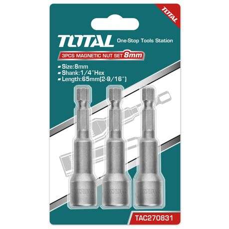 Total Tools 3Pcs Magnetic Nut Set 8mm (4 Sets)