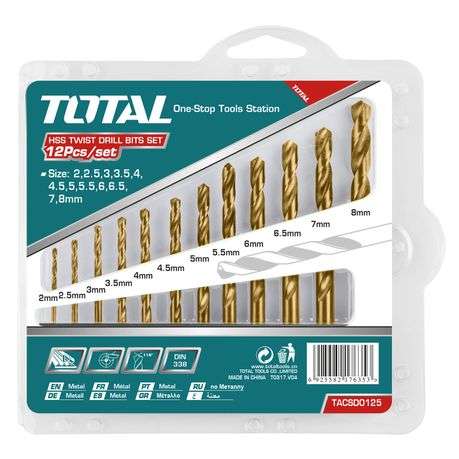 Total Tools HSS Twist Drill Bits Set 12Pcs