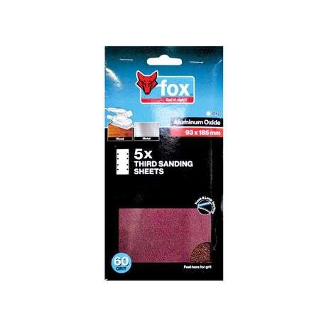 FOX Sanding Sheet 1/3 Hook &amp; Loop 60G (5)