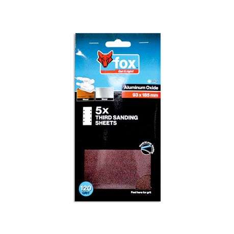 FOX Sanding Sheet 1/3 Hook &amp; Loop 120G (5)