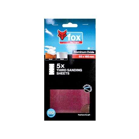 FOX Sanding Sheet 1/3 Hook &amp; Loop 180G (5)