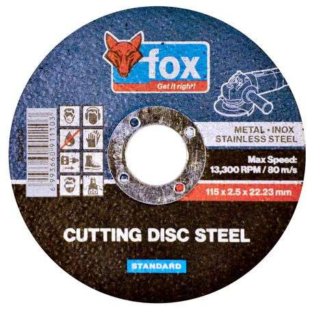 FOX Cutting Disc Steel/Inox 115X2.5mm Standard