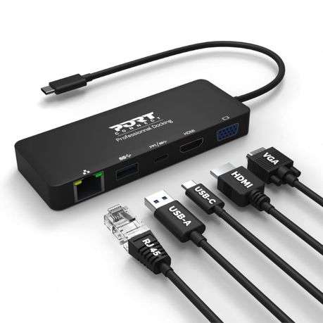 Port Connect Type-C Office &amp; Travel Docking Station - Black