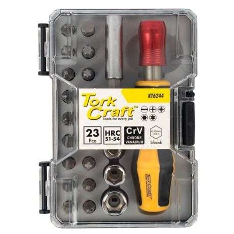 Tork Craft - Screwdriver Insert &amp; Socket Bit Set (with Bit Holder) - 23 Piece