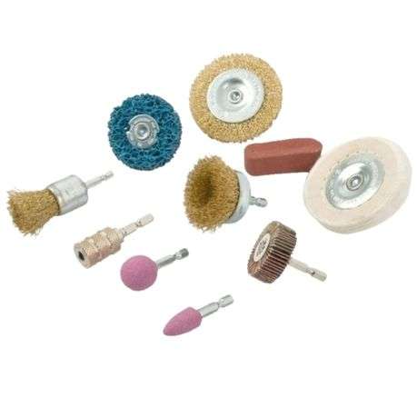 Tork Craft - Wire Brush Set with Hex Shank &amp; Buff Kit for Drill (10 Piece)