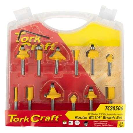 Tork Craft - Router Bit Set (1/4" Straight and Profile) - 12 Piece