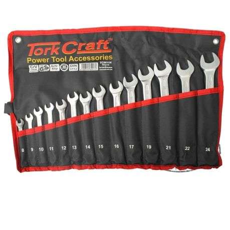 Tork Craft - Combination Spanner Set with Tool Pouch / Organiser - 14Piece