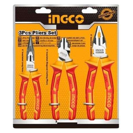 Ingco - Insulation Plier Set / High Voltage Plier Set - 3 Piece (1000V)