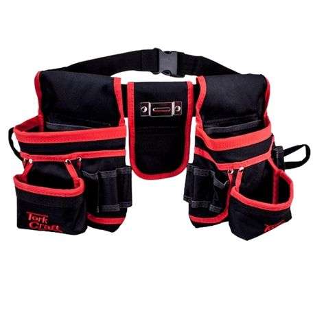 Tork Craft - Tool Pouch / Nylon Tool Pouch with Belt - 14 Pockets and Loops