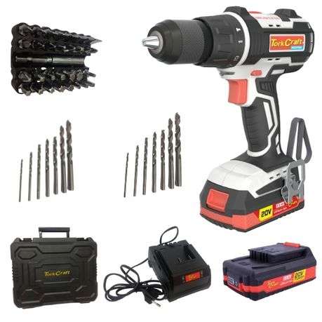 Tork Craft- Brushless Impact Drill , 2 x 2.0Ah , Charger, Drill Bits &amp; Case