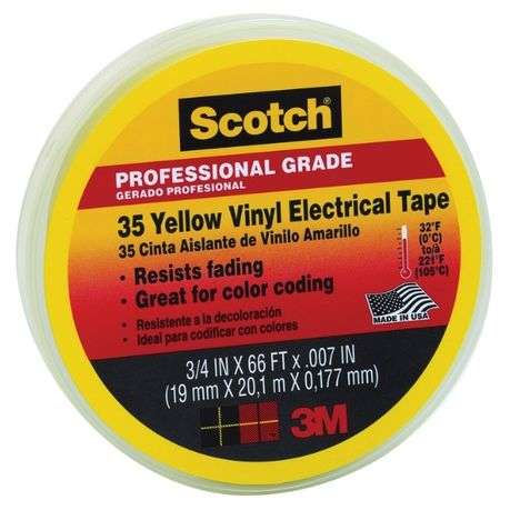 Scotch - Vinyl Electrical Tape 3m Yellow - Pack of 2