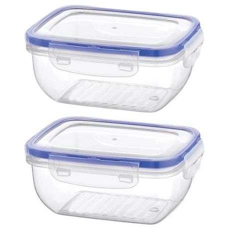 Source Direct - Rectangular Clear Storage Container 800ml - Pack of 2