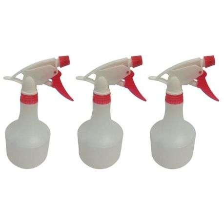 Source Direct - Plastic Trigger Sprayer Bottles 500ml - Pack of 3 (Red)
