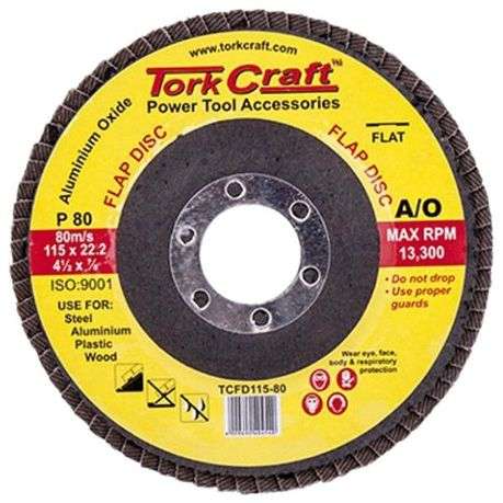 Tork Craft - Flap Sanding Disc 115mm 80 Grit - Pack of 10