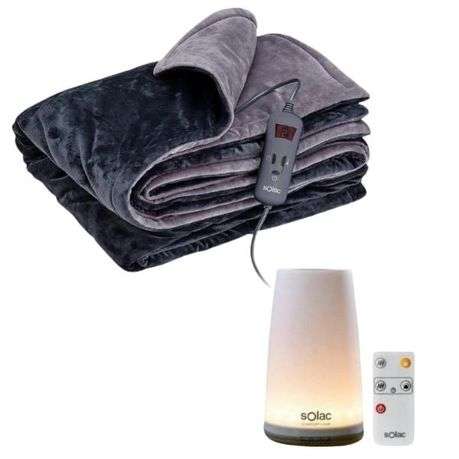 Solac - Electric Throw Over Blanket(Double Bed) &amp; Comfort Lamp Humidifier