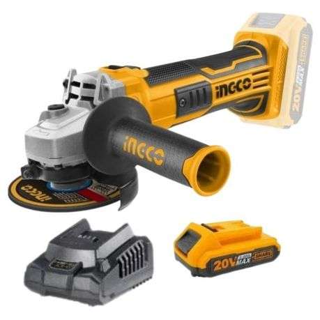 Ingco - Lithium-Ion Angle Grinder (Cordless)20V With 2.0Ah Battery &amp;Charger