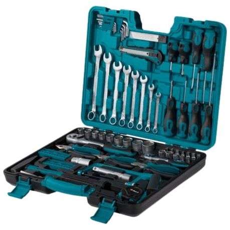 Makita - Cordless Impact Drill and Bort Mechanics DIY Hand Tool Set - Combo