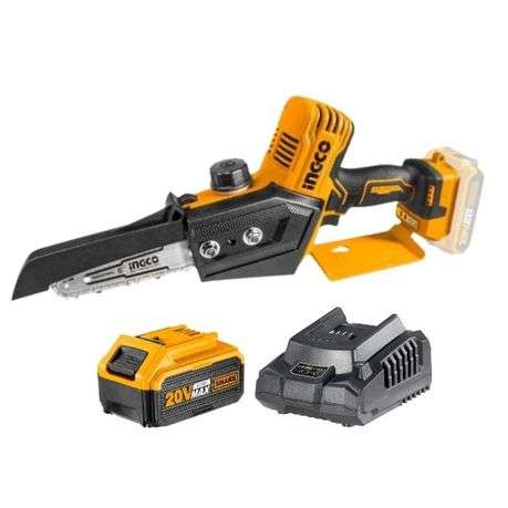 Ingco - Lithium Ion Cordless Chain Saw (20V) with 4.0Ah Battery and Charger