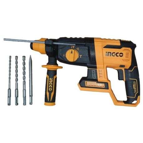 Ingco - Lithium-Ion Cordless Rotary Hammer Drill-With Chisel &amp; Drill Bits