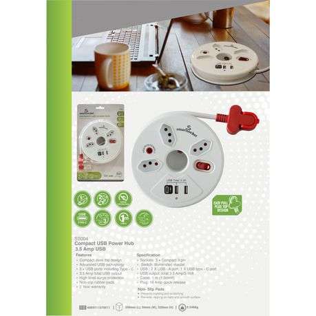 Smartsocket Compact USB Power Hub 3.5 Amp USB - SS004