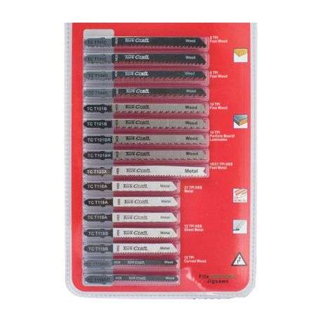 Tork Craft - 16 Piece Universal Fit Jigsaw Blade Set - Assorted