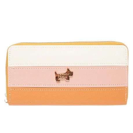 The Roberto - Double Zipper Mobile Phone Purse - White pink tan