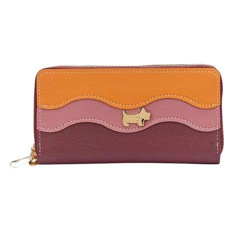Scotty Bags - The Roberto - Double Zipper Purse - Tan Pink &amp; Oxblood