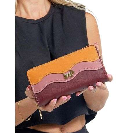 Scotty Bags - The Roberto - Double Zipper Purse - Tan Pink &amp; Oxblood