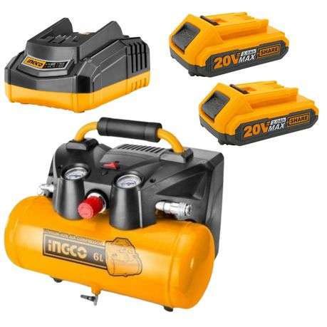 INGCO - Air Compressor with Charger &amp; 2 X 2.0Ah Battery Pack