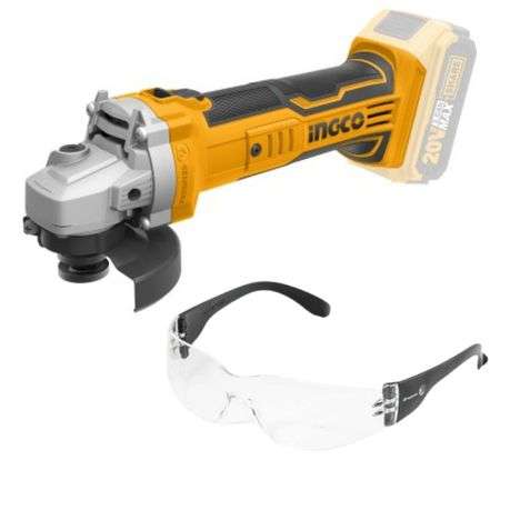 Ingco - Lithium-Ion Angle Grinder (Cordless) with Safety Spectacles - Clear