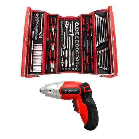 TorkCraft - 172 Piece Mechanic Tool Box &amp; Cordless Screwdriver 10 Pce Set