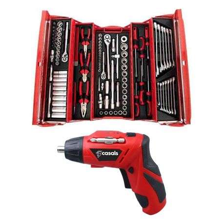 TorkCraft - 172 Piece Mechanic Tool Box &amp; Cordless Screwdriver 12 Pce Set
