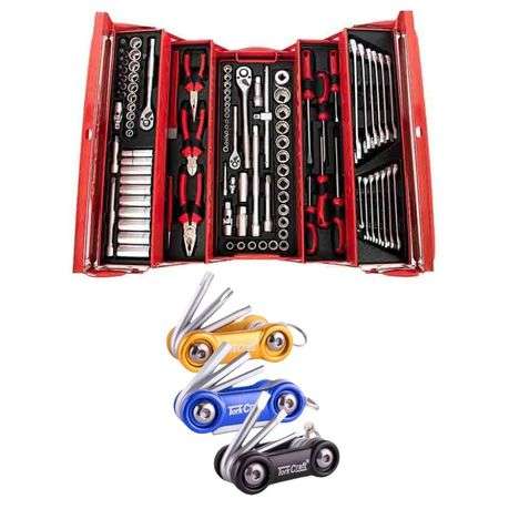 Tork Craft - 172Pc Mechanic Tool Box &amp; Aluminium Mini Folding Key 3pc Set