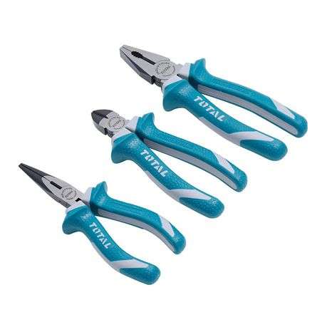 Total Tools - 3 Piece Plier Set-Long, Diagonal Cutter &amp; Combination Pliers