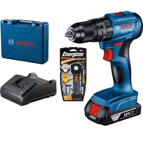 Bosch - Professional Cordless Drill (GSB 185-LI) &amp; Energizer Light