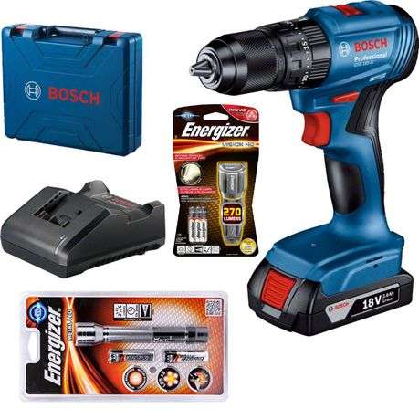 Bosch - Professional Cordless Drill (GSB 185-LI) &amp; Energizer LED Torches