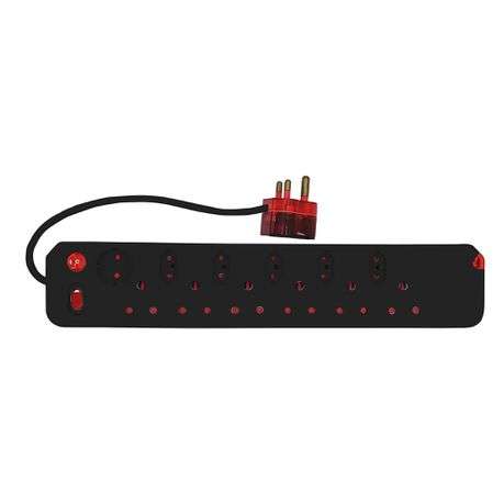Electricmate 12 Way Single Switch High Level Surge Multiplug Black