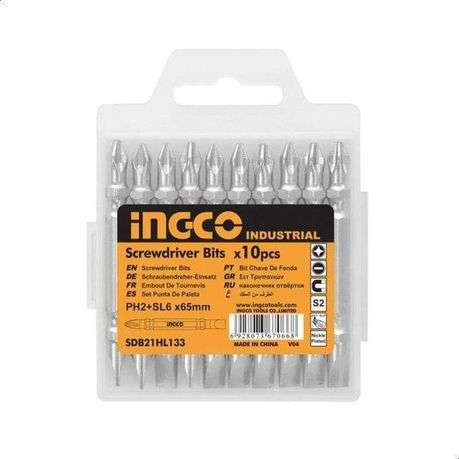 Ingco - Double End Magnetic Screwdriver Bit Set - PH2 (10 Pieces)