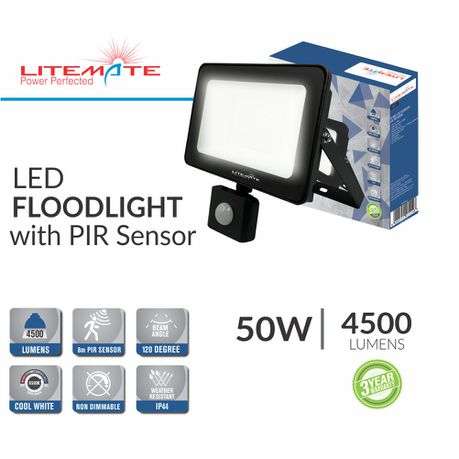 Litemate LED Floodlight with PIR Sensor 50 Watt
